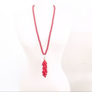 Vintage Pendant Plastic  Necklace 60s Red Long Flap…